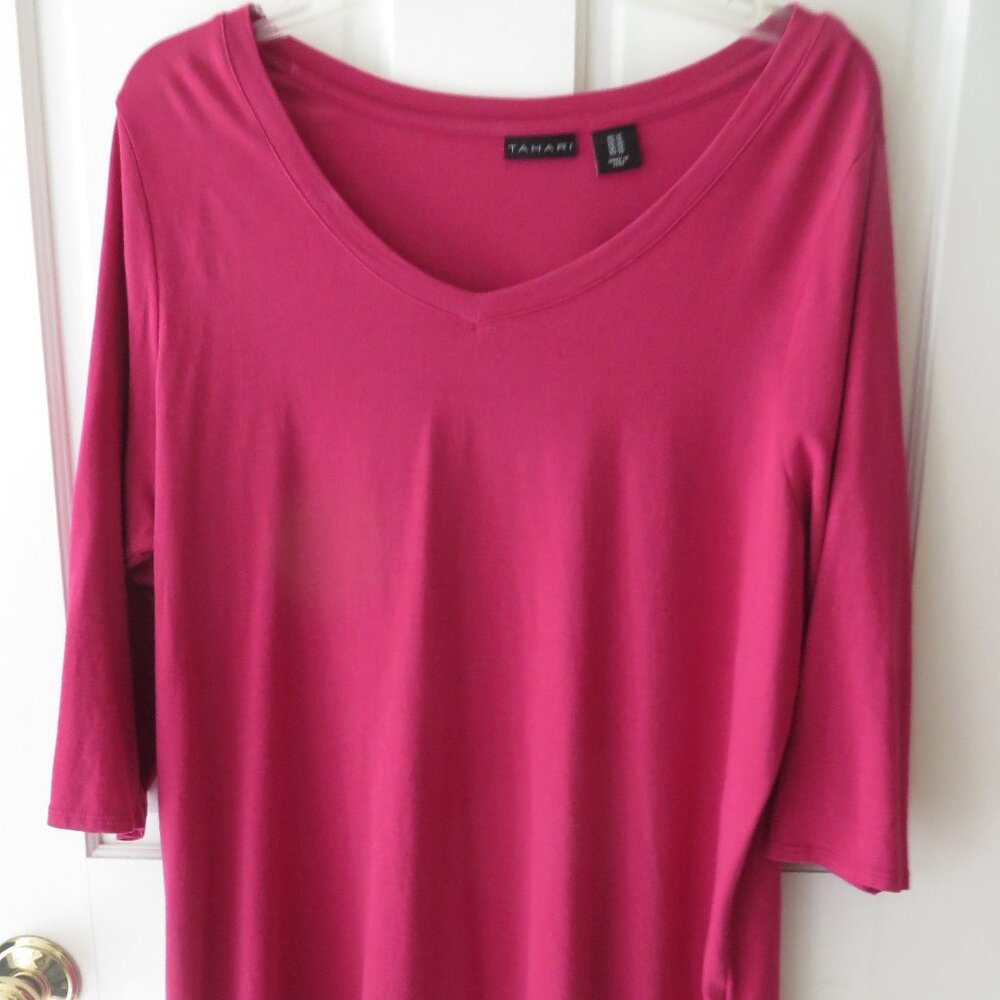 TAHARI Womens Pink Tunic Top Size 1X